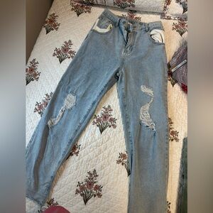 PRINCESS POLLY BAGGY RIPPED JEANS SZ 8